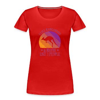J’aime les kangourous et peut-être 3 personnes en Australie - T-shirt bio Premium Femme - rouge - Devant - Mia (176cm)