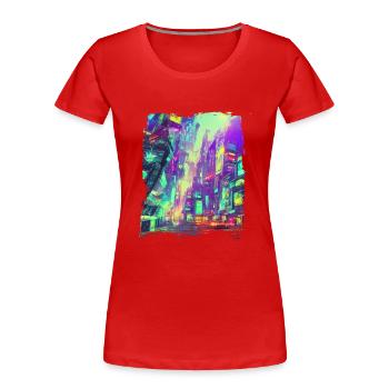 Cool Japanese World Japan Neon City - Frauen Premium Bio T-Shirt - Rot - Vorne - Mia (176cm)