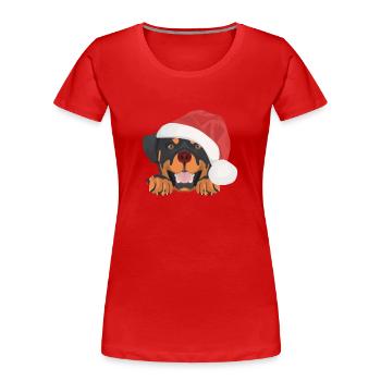 Rottweiler Joyeux Noël - T-shirt bio Premium Femme - rouge - Devant - Mia (176cm)
