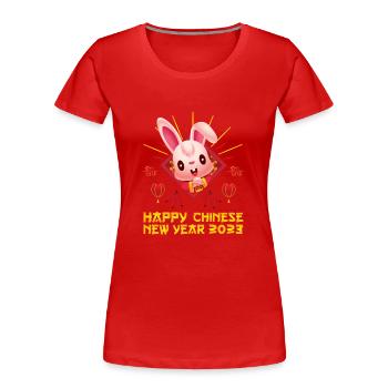 Zodiac Happy Chinese New Year of the Rabbit 2023 - Frauen Premium Bio T-Shirt - Rot - Vorne - Mia (176cm)