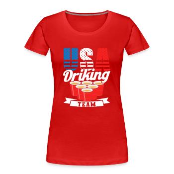 Usa Drinking Team - T-shirt bio Premium Femme - rouge - Devant - Mia (176cm)