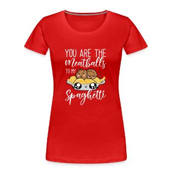 Meatball Spaghetti Lustiges italienisches Geschenk - Frauen Premium Bio T-Shirt - Rot - Vorne - Mia (176cm)