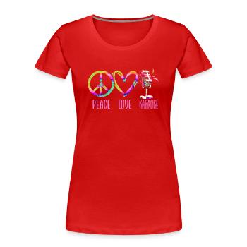Karaoke Singer Retro Tie Dye Peace - Frauen Premium Bio T-Shirt - Rot - Vorne - Mia (176cm)