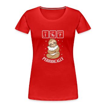 I Sieste périodique Tableau périodique paresseux - T-shirt bio Premium Femme - rouge - Devant - Mia (176cm)