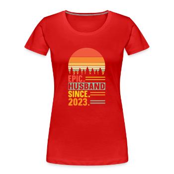 Meilleur mari depuis 2023 - Cadeau d’anniversaire - T-shirt bio Premium Femme - rouge - Devant - Mia (176cm)