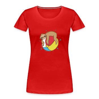 Faultier auf einem Wasserball faul - Frauen Premium Bio T-Shirt - Rot - Vorne - Mia (176cm)