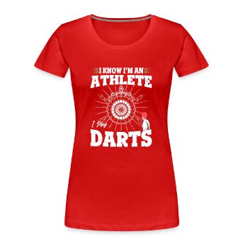 fléchettes Sportsman Joueur de fléchettes Athlète Jouer aux fléchettes - T-shirt bio Premium Femme - rouge - Devant - Mia (176cm)