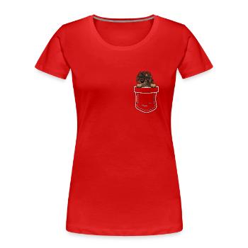 Doge teckel à poil dur Dog Propriétaire de chien - T-shirt bio Premium Femme - rouge - Devant - Mia (176cm)