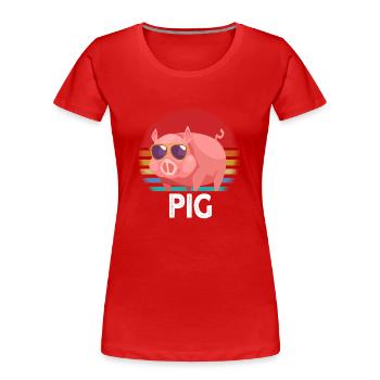Pig Sunglasses - Women's Premium Organic T-Shirt - red - Front - Mia (176cm)