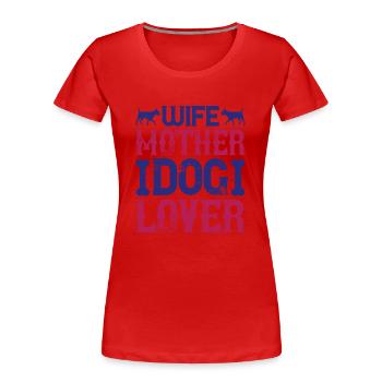 Femme Mère Chien Amoureux Typographie mignonne - T-shirt bio Premium Femme - rouge - Devant - Mia (176cm)