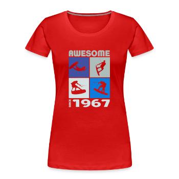 Awesome since 1967. Wakeboard Lifestyle Vintage - Frauen Premium Bio T-Shirt - Rot - Vorne - Mia (176cm)