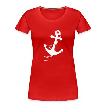 Anker Maritime Meer Segeln - Frauen Premium Bio T-Shirt - Rot - Vorne - Mia (176cm)