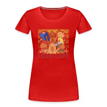eam Capy - Frauen Premium Bio T-Shirt - Rot - Vorne - Mia (176cm)