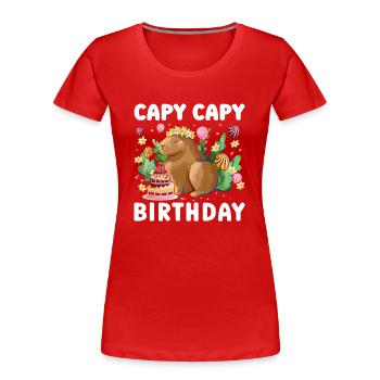 Capy Birthday - Frauen Premium Bio T-Shirt - Rot - Vorne - Mia (176cm)