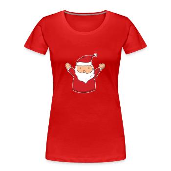 Père Noël Dessiné à la main - T-shirt bio Premium Femme - rouge - Devant - Mia (176cm)