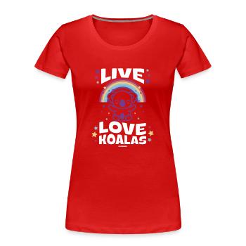 Idée cadeau bébé avec arc-en-ciel et koala - T-shirt bio Premium Femme - rouge - Devant - Mia (176cm)
