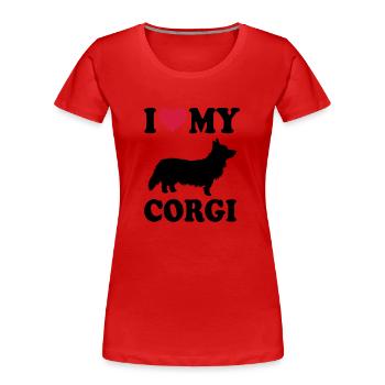 Corgi - Frauen Premium Bio T-Shirt - Rot - Vorne - Mia (176cm)