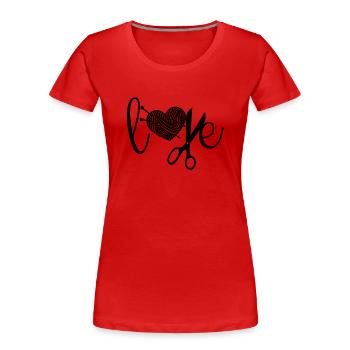 Tricot Tricot Crochet Tricoteur - T-shirt bio Premium Femme - rouge - Devant - Mia (176cm)