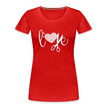 Tricot Tricot Crochet Tricoteur - T-shirt bio Premium Femme - rouge - Devant - Mia (176cm)