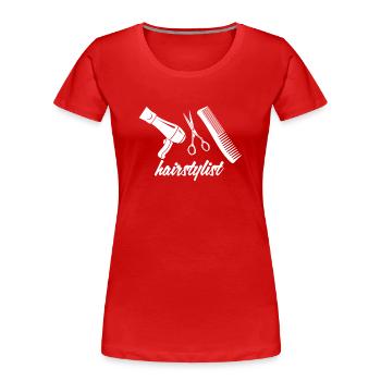 Coiffeur Coiffeur - T-shirt bio Premium Femme - rouge - Devant - Mia (176cm)