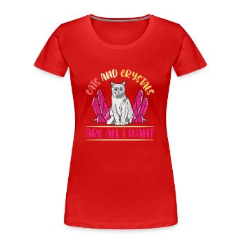 Cristaux et pierres de guérison par les cristaux - T-shirt bio Premium Femme - rouge - Devant - Mia (176cm)