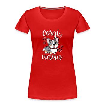 Merle Corgi bleu - T-shirt bio Premium Femme - rouge - Devant - Mia (176cm)