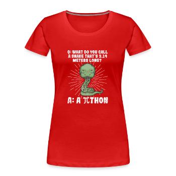 Python Schlange Pithon Pi Tag Symbol lustig Mathe - Frauen Premium Bio T-Shirt - Rot - Vorne - Mia (176cm)