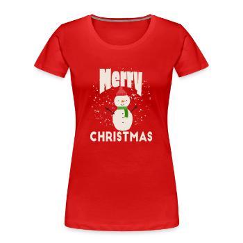 Merry Christmas Snow - Frauen Premium Bio T-Shirt - Rot - Vorne - Mia (176cm)
