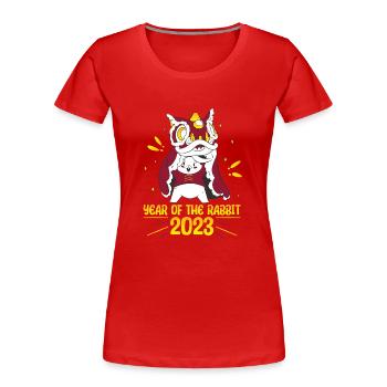 Zodiac Happy Chinese New Year of the Rabbit 2023 - Frauen Premium Bio T-Shirt - Rot - Vorne - Mia (176cm)