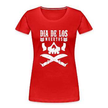 Dia De Los Muertos Totenkopf Schädel - Frauen Premium Bio T-Shirt - Rot - Vorne - Mia (176cm)