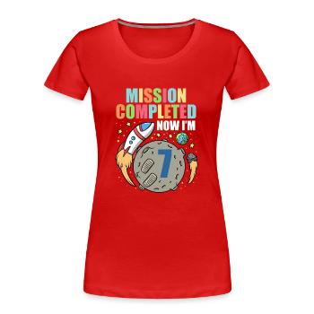 Space Birthday 7 Astronaut Planeten Raketenschiff - Frauen Premium Bio T-Shirt - Rot - Vorne - Mia (176cm)