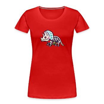 Triceratops - Frauen Premium Bio T-Shirt - Rot - Vorne - Mia (176cm)