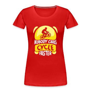 Personne ne s’en soucie Équipe de vélo rapide - T-shirt bio Premium Femme - rouge - Devant - Mia (176cm)