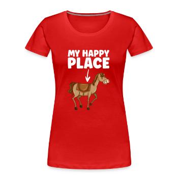 My Happy Place Horse - Frauen Premium Bio T-Shirt - Rot - Vorne - Mia (176cm)