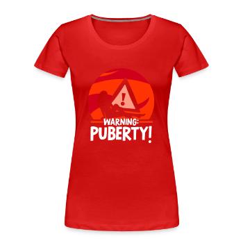 Avertissement: Adolescent adulte sarcastique de puberté - T-shirt bio Premium Femme - rouge - Devant - Mia (176cm)