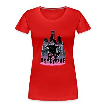 Catastrophe - Le chat Kaiju détruit la ville - T-shirt bio Premium Femme - rouge - Devant - Mia (176cm)