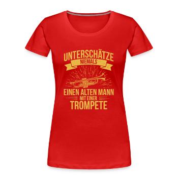 Trompete Trompetenspieler Trompeter - Frauen Premium Bio T-Shirt - Rot - Vorne - Mia (176cm)