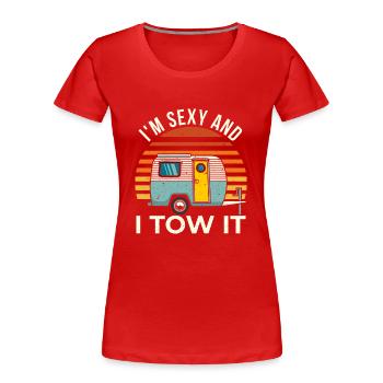 Je suis sexy et je le remorque - T-shirt bio Premium Femme - rouge - Devant - Mia (176cm)
