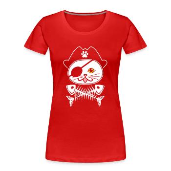 Chat pirate - T-shirt bio Premium Femme - rouge - Devant - Mia (176cm)