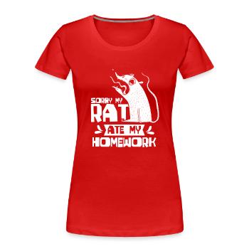 My rat ate my homework animal - Women's Premium Organic T-Shirt - red - Front - Mia (176cm)