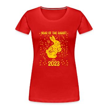 Zodiac Happy Chinese New Year of the Rabbit 2023 - Frauen Premium Bio T-Shirt - Rot - Vorne - Mia (176cm)