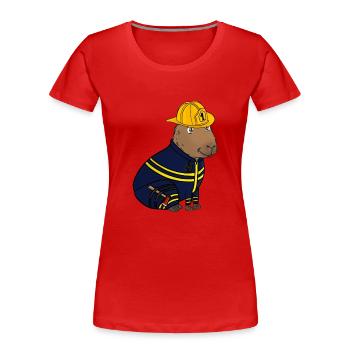 Feuerwehrmann Feuerwehr Capybara - Frauen Premium Bio T-Shirt - Rot - Vorne - Mia (176cm)