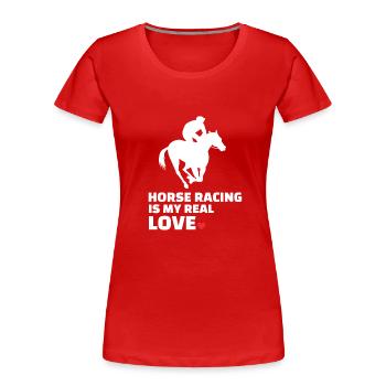 Ich Liebe Pferderennen - Frauen Premium Bio T-Shirt - Rot - Vorne - Mia (176cm)