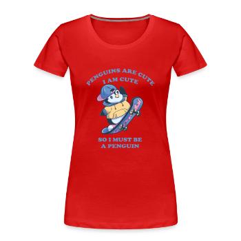 Skater Pinguin cool Skateboard Junge - Frauen Premium Bio T-Shirt - Rot - Vorne - Mia (176cm)
