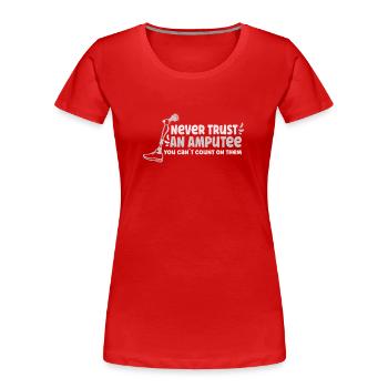 Handicapped Wheelchair Cyborg Leg Arm Amputee - Women's Premium Organic T-Shirt - red - Front - Mia (176cm)