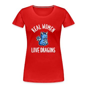 Real Women Love Dragons - Frauen Premium Bio T-Shirt - Rot - Vorne - Mia (176cm)