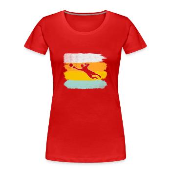 Torwart Retro - Frauen Premium Bio T-Shirt - Rot - Vorne - Mia (176cm)