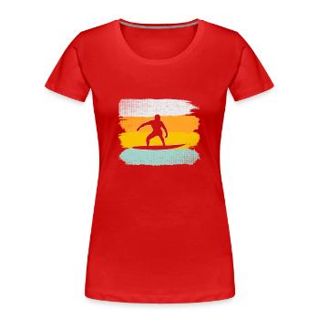Surf Rétro - T-shirt bio Premium Femme - rouge - Devant - Mia (176cm)
