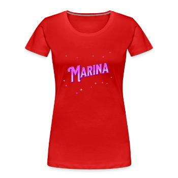 Nom de la marina personnalisé - T-shirt bio Premium Femme - rouge - Devant - Mia (176cm)