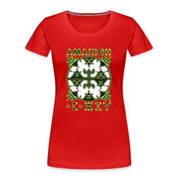 TIFINAGH - MOTIFS OF KABYLE BERBER POTTERY - Women's Premium Organic T-Shirt - red - Front - Mia (176cm)